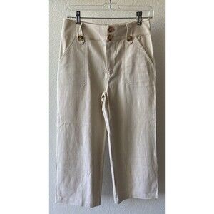 mo:vint Womens Wide Leg Cropped Jeans Pants Medium Sailor Culotte Baggy Stretch